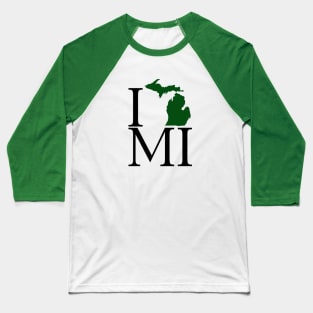 I Love Michigan - Green Baseball T-Shirt